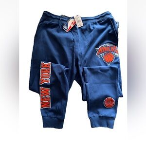 New New York Knicks Zip Sweatpants With Chenille and Embroidered Logos Size XL